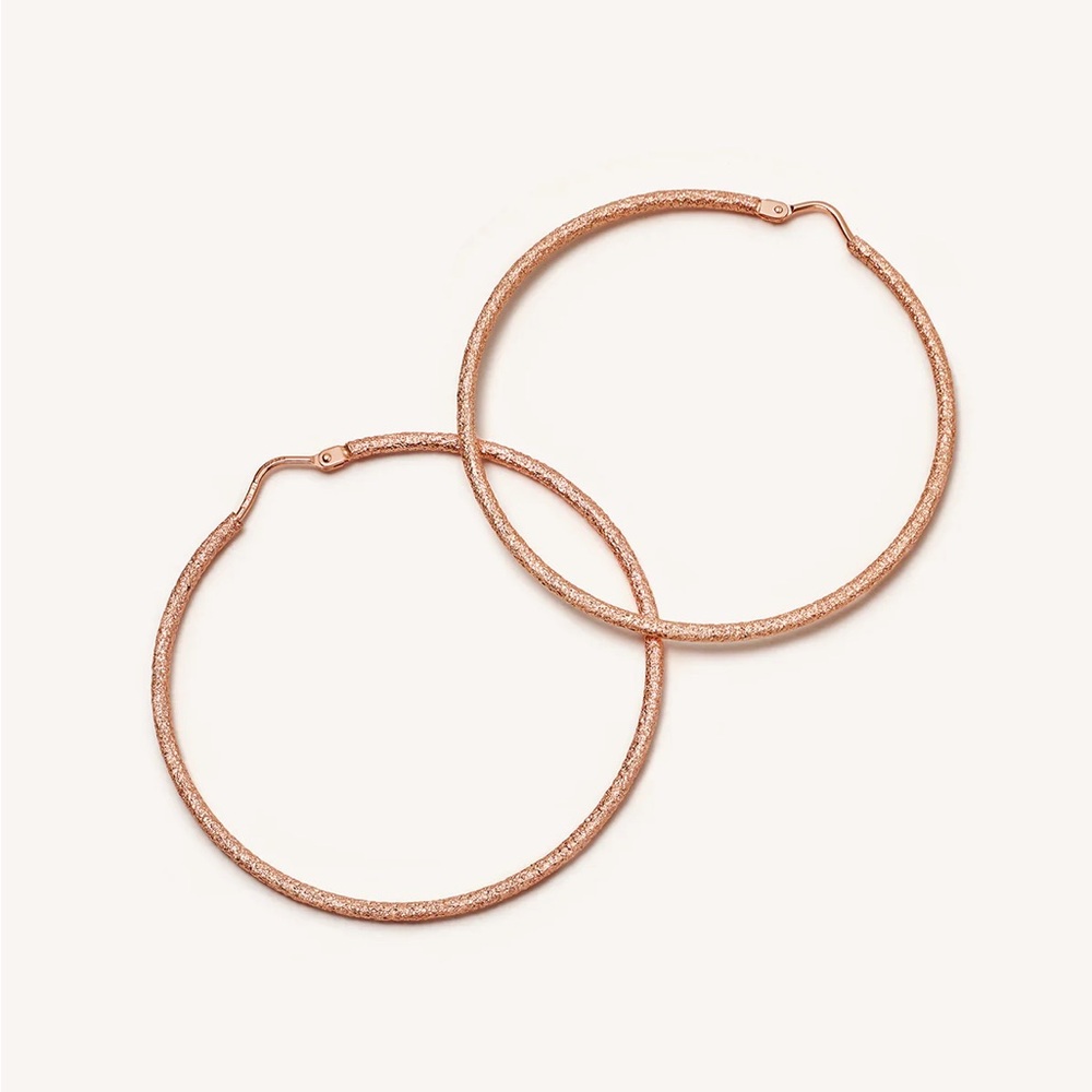 Carolina Bucci Medium Thin Florentine Finish 18k Rose Gold Hoop Earrings